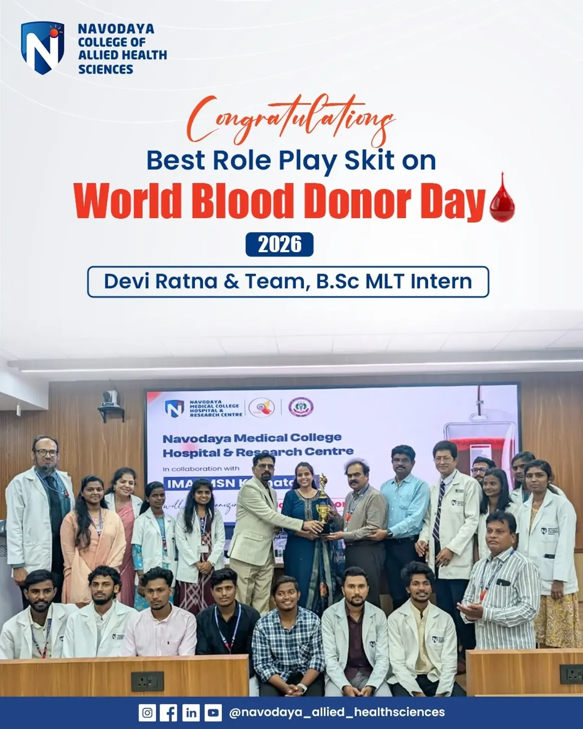 B.Sc. MLT Interns Win Best Role Play Skit Award on World Blood Donor Day 2026